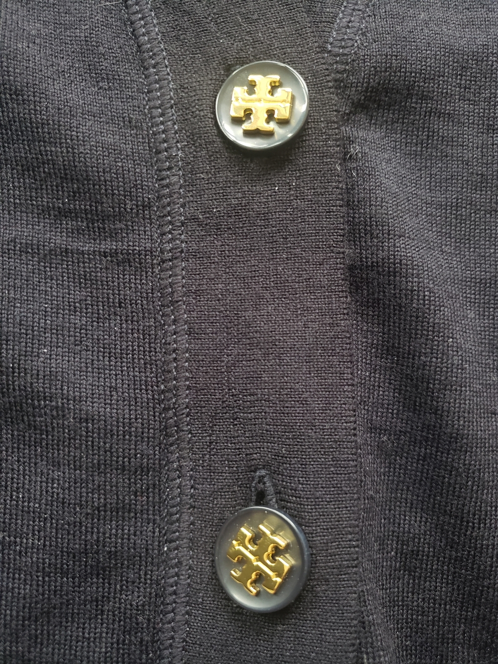 Tory Burch Navy Women's V-Neck Cardigan Sweater Size XL 100% Merino Wool Preppy - Picture 3 of 7